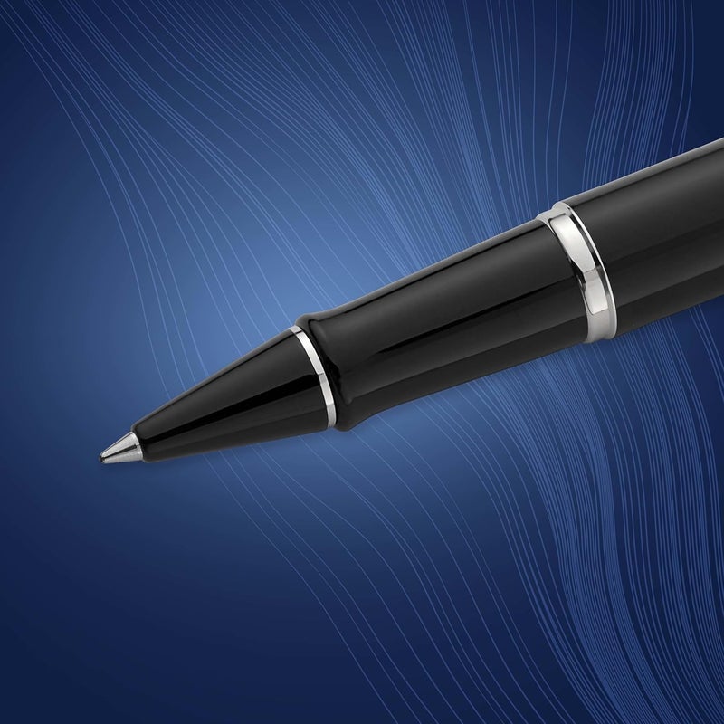 Waterman Expert Black Chrome Trim Rollerball Pen 9321 Medium - Image 4